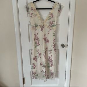 vintage white floral prairie midi dress